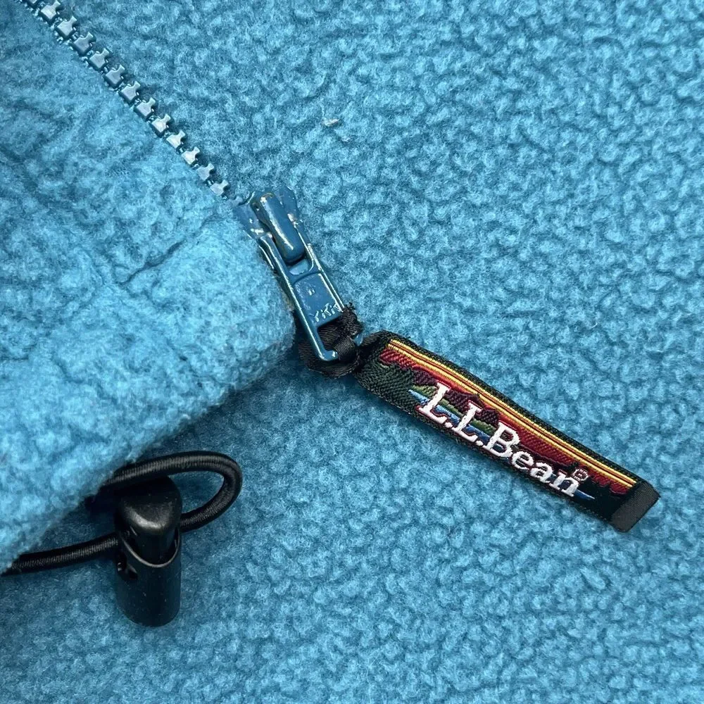 LL Bean Polartec Jacket Womens XL Full Zip Fleece Teal Blue Zip Pocket CabinCore